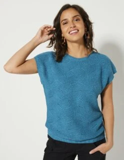Pull Manches Courtes, Maille Fantaisie
