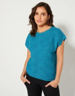 Pull Manches Courtes, Maille Fantaisie -Femmes Vêtements Magasin 611383 C08 zoomx vue5