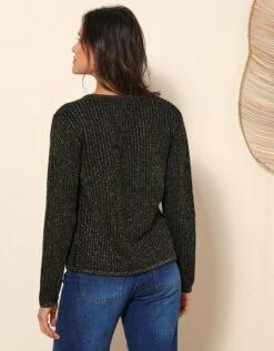 Gilet Paletot Fils Dorés, Maille Anglaise Toucher Mohair -Femmes Vêtements Magasin 611389 C05 zoomx vue2