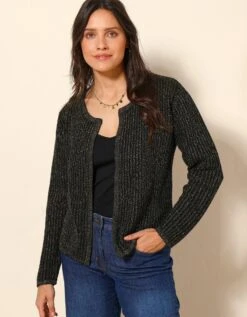 Gilet Paletot Fils Dorés, Maille Anglaise Toucher Mohair -Femmes Vêtements Magasin 611389 C05 zoomx vue5