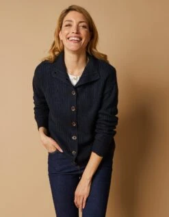 Cardigan Boutonné, Maille Anglaise Toucher Mohair