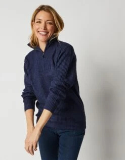 Pull Col Camionneur Zippé Maille Anglasie -Femmes Vêtements Magasin 611393 C02 zoomx vue2