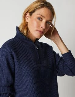 Pull Col Camionneur Zippé Maille Anglasie -Femmes Vêtements Magasin 611393 C02 zoomx vue3
