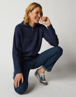 Pull Col Camionneur Zippé Maille Anglasie -Femmes Vêtements Magasin 611393 C02 zoomx vue4