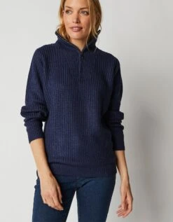 Pull Col Camionneur Zippé Maille Anglasie -Femmes Vêtements Magasin 611393 C02 zoomx vue5