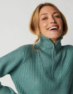 Pull Col Camionneur Zippé Maille Anglasie -Femmes Vêtements Magasin 611393 C03 zoomx vue3