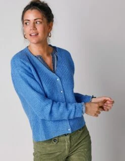 Gilet Col V Boutonné, Maille Anglaise Toucher Mohair -Femmes Vêtements Magasin 611400 C02 zoomx vue5