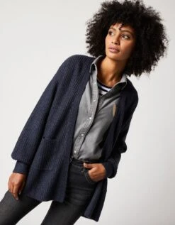 Femmes Vêtements Magasin 25 Gilet Long Porter Ouvert, Maille Anglaise Toucher Mohair