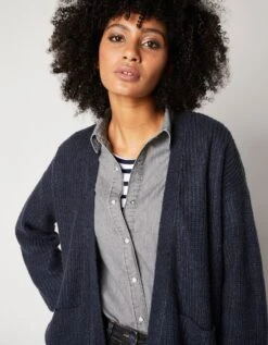 Gilet Long Porter Ouvert, Maille Anglaise Toucher Mohair -Femmes Vêtements Magasin 611401 C02 zoomx vue3