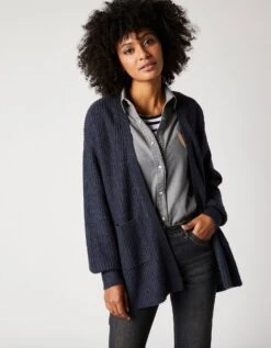 Gilet Long Porter Ouvert, Maille Anglaise Toucher Mohair -Femmes Vêtements Magasin 611401 C02 zoomx vue4