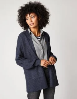 Gilet Long Porter Ouvert, Maille Anglaise Toucher Mohair -Femmes Vêtements Magasin 611401 C02 zoomx vue5