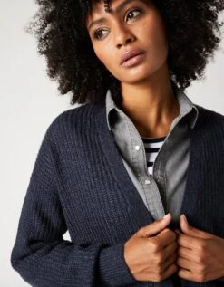 Gilet Long Porter Ouvert, Maille Anglaise Toucher Mohair -Femmes Vêtements Magasin 611401 C02 zoomx vue7