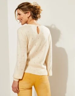 Pull Col Rond, Maille Pointelle Toucher Mohair