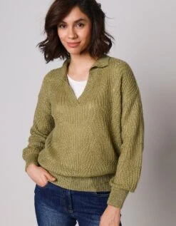 Pull Manches Bouffantes - Col Polo -Femmes Vêtements Magasin 611432 C02 zoomx vue5