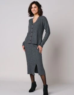 Gilet Boutonné Maille Côtelée -Femmes Vêtements Magasin 611434 C00 zoomx vue2