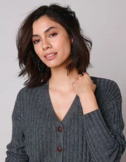 Gilet Boutonné Maille Côtelée -Femmes Vêtements Magasin 611434 C00 zoomx vue3