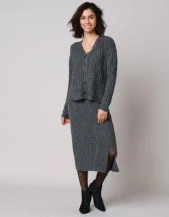 Gilet Boutonné Maille Côtelée -Femmes Vêtements Magasin 611434 C00 zoomx vue5