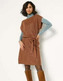 Robe Manches Courtes Ceinturée - Toucher Mohair -Femmes Vêtements Magasin 611447 C03 zoomx vue3