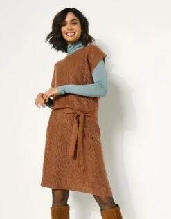 Robe Manches Courtes Ceinturée - Toucher Mohair -Femmes Vêtements Magasin 611447 C03 zoomx vue5