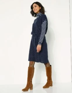 Robe Manches Courtes Ceinturée - Toucher Mohair