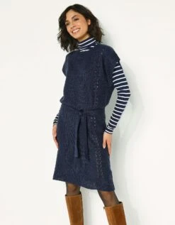 Robe Manches Courtes Ceinturée - Toucher Mohair -Femmes Vêtements Magasin 611447 C04 zoomx vue6