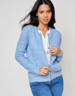 Gilet Zippé Maille Anglaise Toucher Mohair
