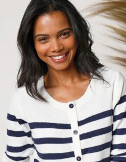 Cardigan Rayé Boutonné -Femmes Vêtements Magasin 611460 C00 zoomx vue3