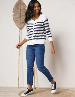 Cardigan Rayé Boutonné -Femmes Vêtements Magasin 611460 C00 zoomx vue4
