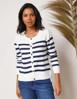 Cardigan Rayé Boutonné -Femmes Vêtements Magasin 611460 C00 zoomx vue5