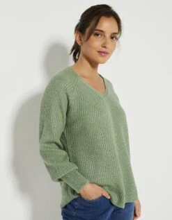 Pull Col V, Maille Anglaise -Femmes Vêtements Magasin 611462 C02 zoomx vue4