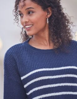 Pull Boîte Rayé Manches Longues, Maille Anglaise -Femmes Vêtements Magasin 611464 C01 zoomx vue3