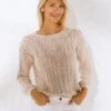 Pull Col Festonné, Maille Ajourée Fantaisie -Femmes Vêtements Magasin 611465 C01 zoomx