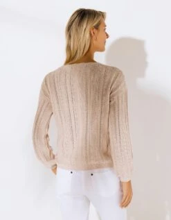 Pull Col Festonné, Maille Ajourée Fantaisie -Femmes Vêtements Magasin 611465 C01 zoomx vue5