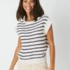 Pull Rayé Sans Manches, Spécial Petites -Femmes Vêtements Magasin 611469 C01 zoomx