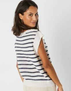 Pull Rayé Sans Manches, Spécial Petites -Femmes Vêtements Magasin 611469 C01 zoomx vue2