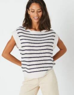 Pull Rayé Sans Manches, Spécial Petites -Femmes Vêtements Magasin 611469 C01 zoomx vue5