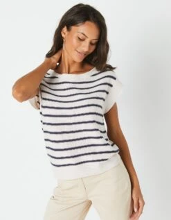 Pull Rayé Sans Manches, Spécial Petites -Femmes Vêtements Magasin 611469 C01 zoomx vue6