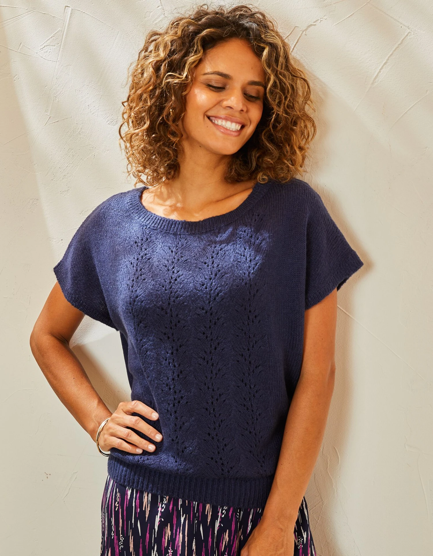 Pull Manches Courtes, Maille Ajourée Toucher Mohair 3 Pull Manches Courtes, Maille Ajourée Toucher Mohair