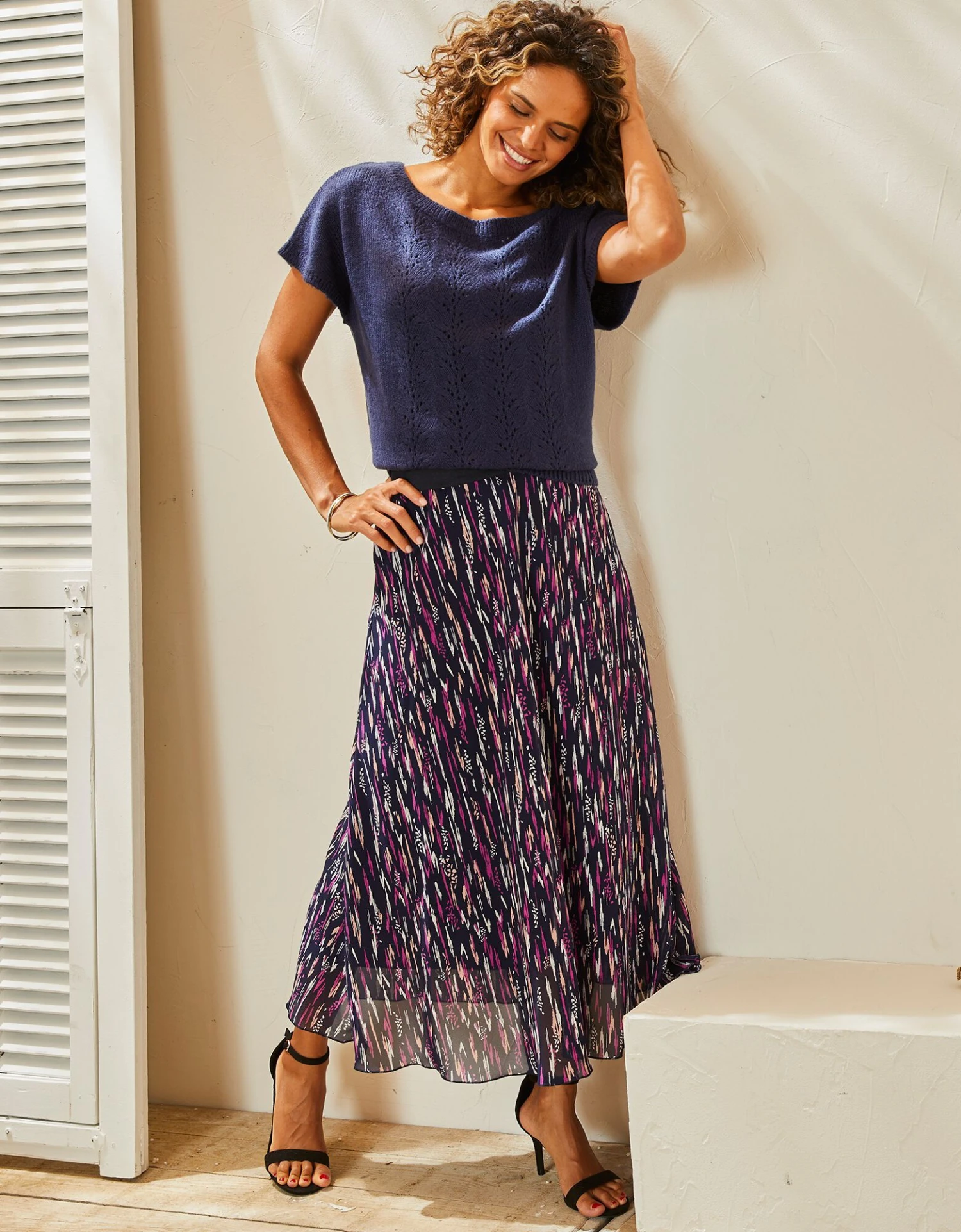 Pull Manches Courtes, Maille Ajourée Toucher Mohair 4 Pull Manches Courtes, Maille Ajourée Toucher Mohair – Image 2