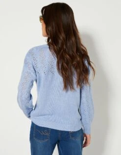 Pull Manches Longues Blousantes, Maille Ajourée Toucher Mohair 8 Pull Manches Longues Blousantes, Maille Ajourée Toucher Mohair -Femmes Vêtements Magasin 611472 C04 zoomx vue2