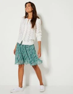 Cardigan Boutonné Manches Blousantes, Maille Ajourée Toucher Mohair -Femmes Vêtements Magasin 611473 C00 zoomx vue2