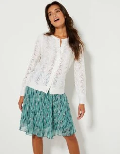 Cardigan Boutonné Manches Blousantes, Maille Ajourée Toucher Mohair -Femmes Vêtements Magasin 611473 C00 zoomx vue6