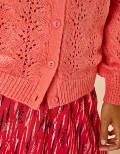 Cardigan Boutonné Manches Blousantes, Maille Ajourée Toucher Mohair -Femmes Vêtements Magasin 611473 C01 zoomx vue5