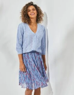 Gilet Col V, Maille Ajourée Toucher Mohair -Femmes Vêtements Magasin 611474 C01 zoomx vue2