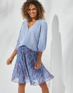 Gilet Col V, Maille Ajourée Toucher Mohair -Femmes Vêtements Magasin 611474 C01 zoomx vue3