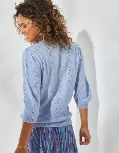 Gilet Col V, Maille Ajourée Toucher Mohair -Femmes Vêtements Magasin 611474 C01 zoomx vue5