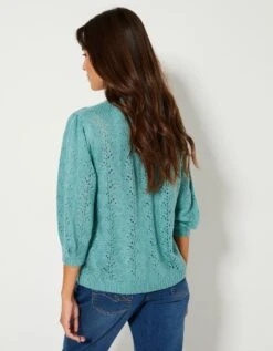 Gilet Col V, Maille Ajourée Toucher Mohair -Femmes Vêtements Magasin 611474 C02 zoomx vue2