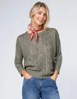 Pull Torsadé Manches 3/4, Spécial Petites -Femmes Vêtements Magasin 611475 C00 zoomx vue3