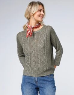 Pull Torsadé Manches 3/4, Spécial Petites -Femmes Vêtements Magasin 611475 C00 zoomx vue5