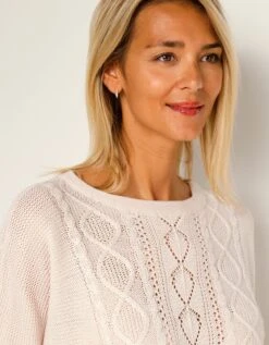 Pull Torsadé Manches 3/4, Spécial Petites -Femmes Vêtements Magasin 611475 C01 zoomx vue3